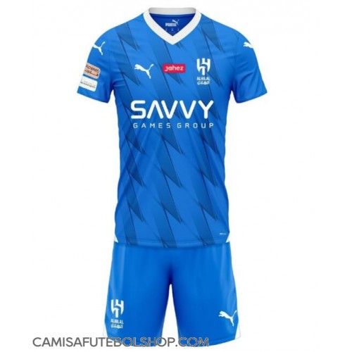 Camisa de time de futebol Al-Hilal Replicas 1º Equipamento Infantil 2023-24 Manga Curta (+ Calças curtas)